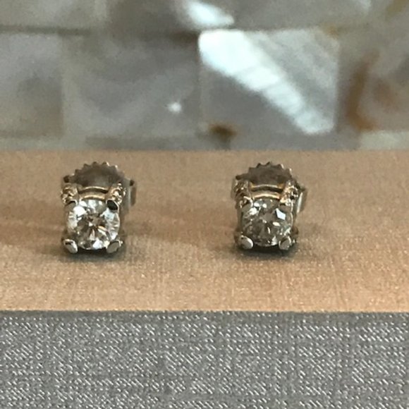Natural Diamond 1 Carat Total Weight Studs - 14K White Gold - Picture 4 of 15